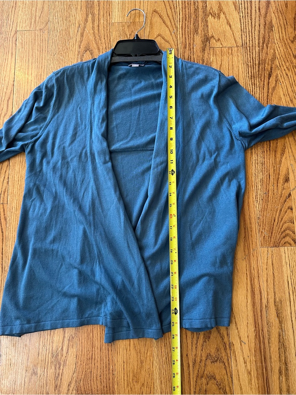 J. Jill Teal Blue Silk Cotton Blend Open Front Cardigan Sweater - Picture 9 of 9